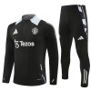 Manchester United Trenings Collegegenser 2024-25 Kvart-Zip Svart - Herre